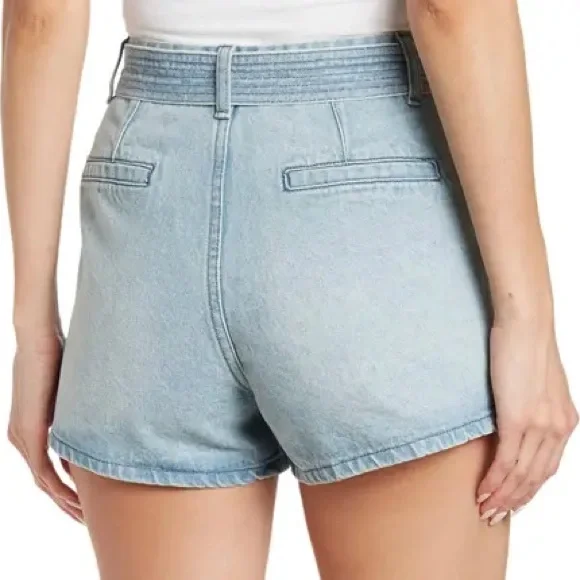 NWT$89 BLANKNYC Belted tie waist denim shorts size 26 Nordstrom - Picture 2 of 6